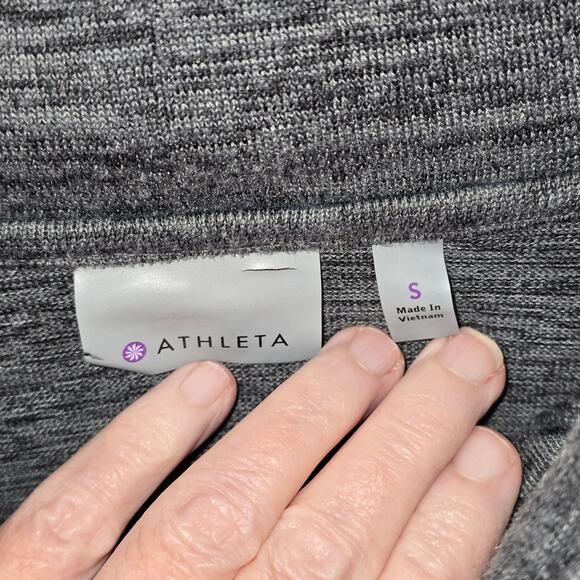 Athleta Cowl Neck Thumbhole Pullover Gray Black Yoga Gym Athletic Pockets Small - Picture 8 of 8